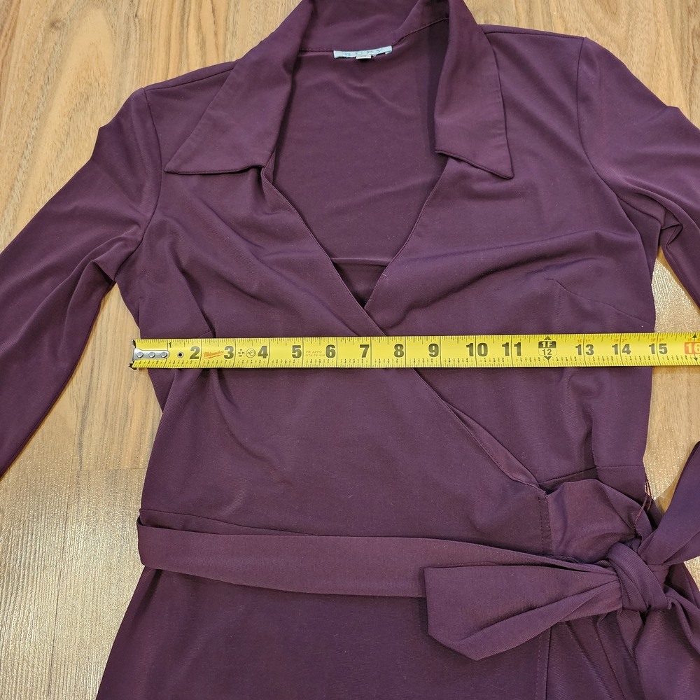 Elegant Purple Wrap Dress - Picture 8 of 11
